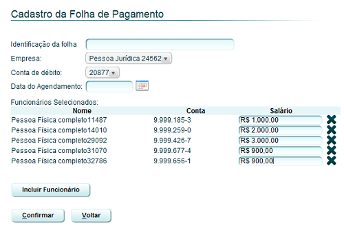 Observação: Ao clicar no botão CONFIRMAR, o sistema cadastrará a folha de pagamento, entretanto, para confirmar o processamento da folha, é necessário que o usuário insira a senha de