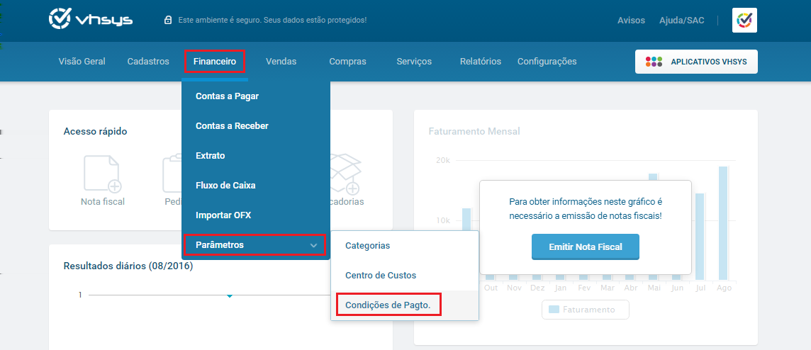 Pagamento Com o VHSYS sua empresa pode gerenciar as suas Condições de Pagamento de duas formas: Condições de pagamento