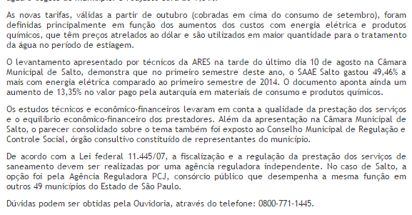 Salto-SAAE/Aumento em