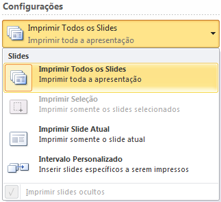 Ao ser clicado imprime o documento. Permite definir qual impressora será usada e ajustar as definições da impressora. (1) Veja imagem abaixo com as opções.