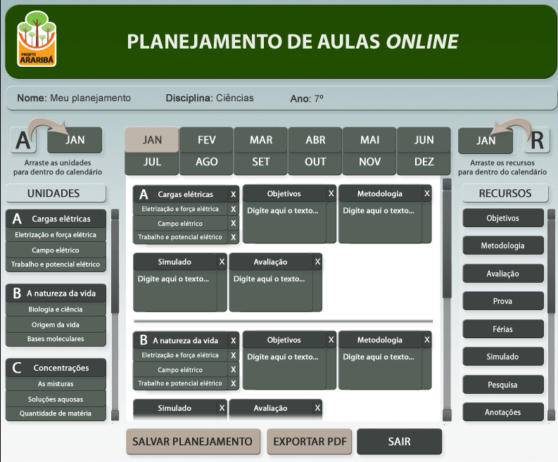 Projeto de tecnologia Portal Araribá 2 Planejador de aulas Ferramenta para uso do professor, que poderá montar