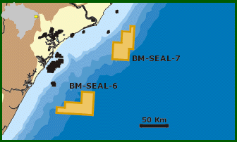 Bacia do Ceará (2 blocos no mar) Figura 2.23: Blocos da Bacia do Ceará Ofertados na 3 a Rodada (ANP, 2013) Bacia Potiguar (3 blocos em terra) Figura 2.