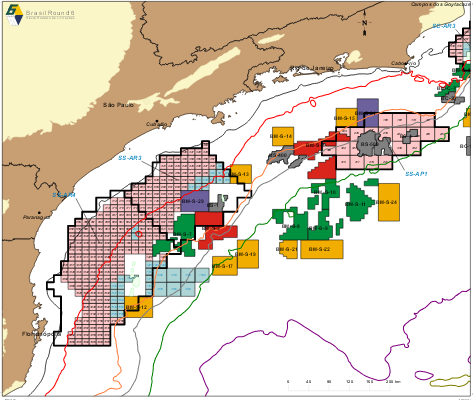 Bacia de Pelotas: 1 setor de águas profundas - Nova Fronteira (SP-AP3) com 33 blocos Figura 2.