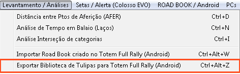 Tulipas] 5. Preparação do Totem Full Rally para uso em Levantamento Configuração Tipo de equipamento [ Navegador + Road Book por Sensor Blue.