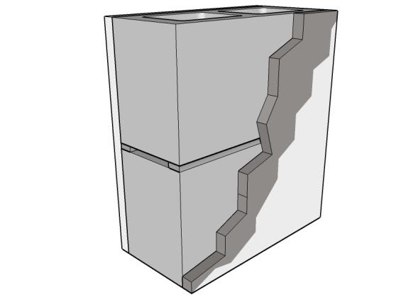 4 de Sem revestimento interno Bloco de concreto (9,0 x 19,0 x Argamassa externa () 1 9cm