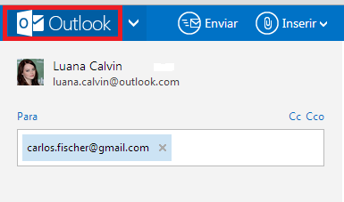 Clique em Enviar. Vamos voltar à área de trabalho do Outlook. Para isso, clique no local indicado.