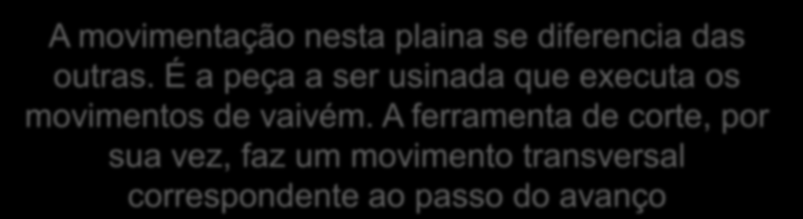 Tipos de Plainas Plainas de Mesa A movimentação nesta plaina se diferencia das outras.