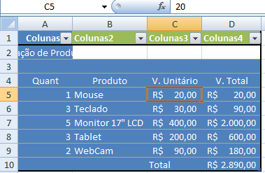 Auto Preenchimento das Células Vimos no exemplo anterior que é possível copiar uma fórmula que o Excel entende que ali temos uma fórmula e faz a cópia.