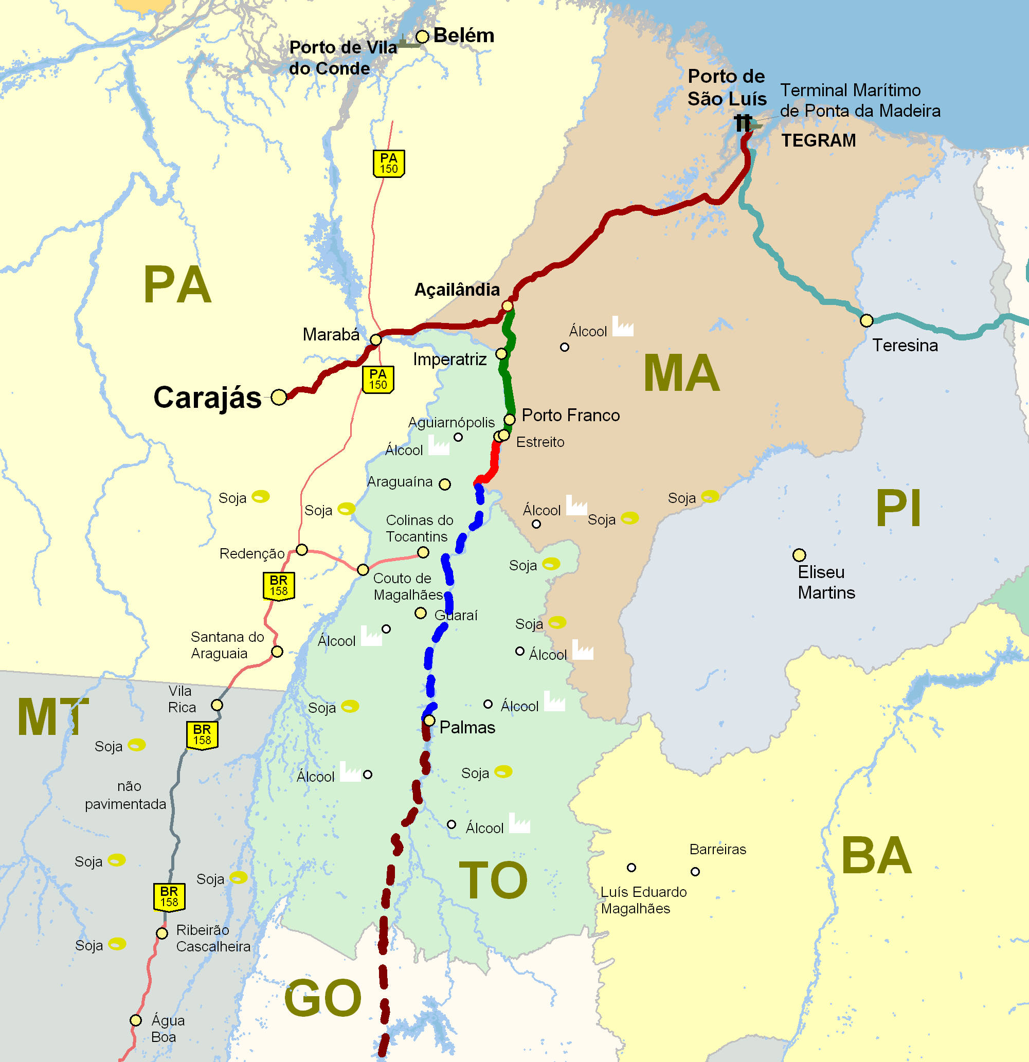 Ferrovia Norte Sul O Projeto Ampliação do Corredor Logístico da Região Centro-Norte Terminais de Carregamento Porto Franco/MA km 200 (713km até São Luís/MA)
