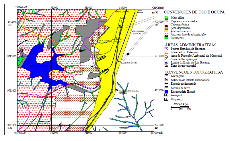 Figura 4 Carta de uso e ocupação do Reservatório Batatã e entorno, conforme Pereira (2006).