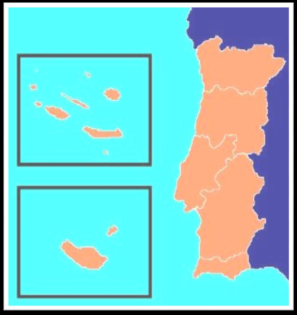 Portugal Continental está limitado a : - Norte e Este pela Espanha (1215 km de fronteira terrestre natural ( rio Minho, Douro, rio Tejo, e rio Guadiana) e fronteira terrestre