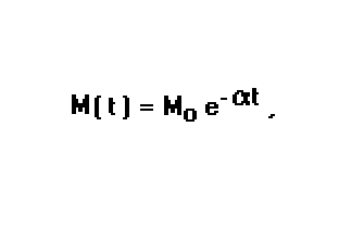 25. (Ufes) Substâncias radioativas desintegram-se obedecendo à fórmula onde M³=M(0), M(t) é a massa no instante t, "e" é a base dos logaritmos naturais e é uma constante específica de cada substância