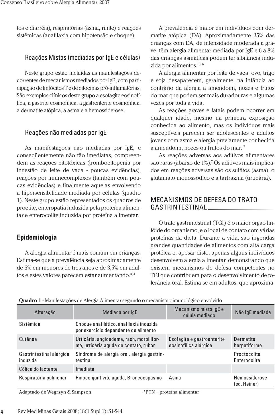 defesa competentes no TGI que contribuem para o desenvolvimento de tolerância oral.