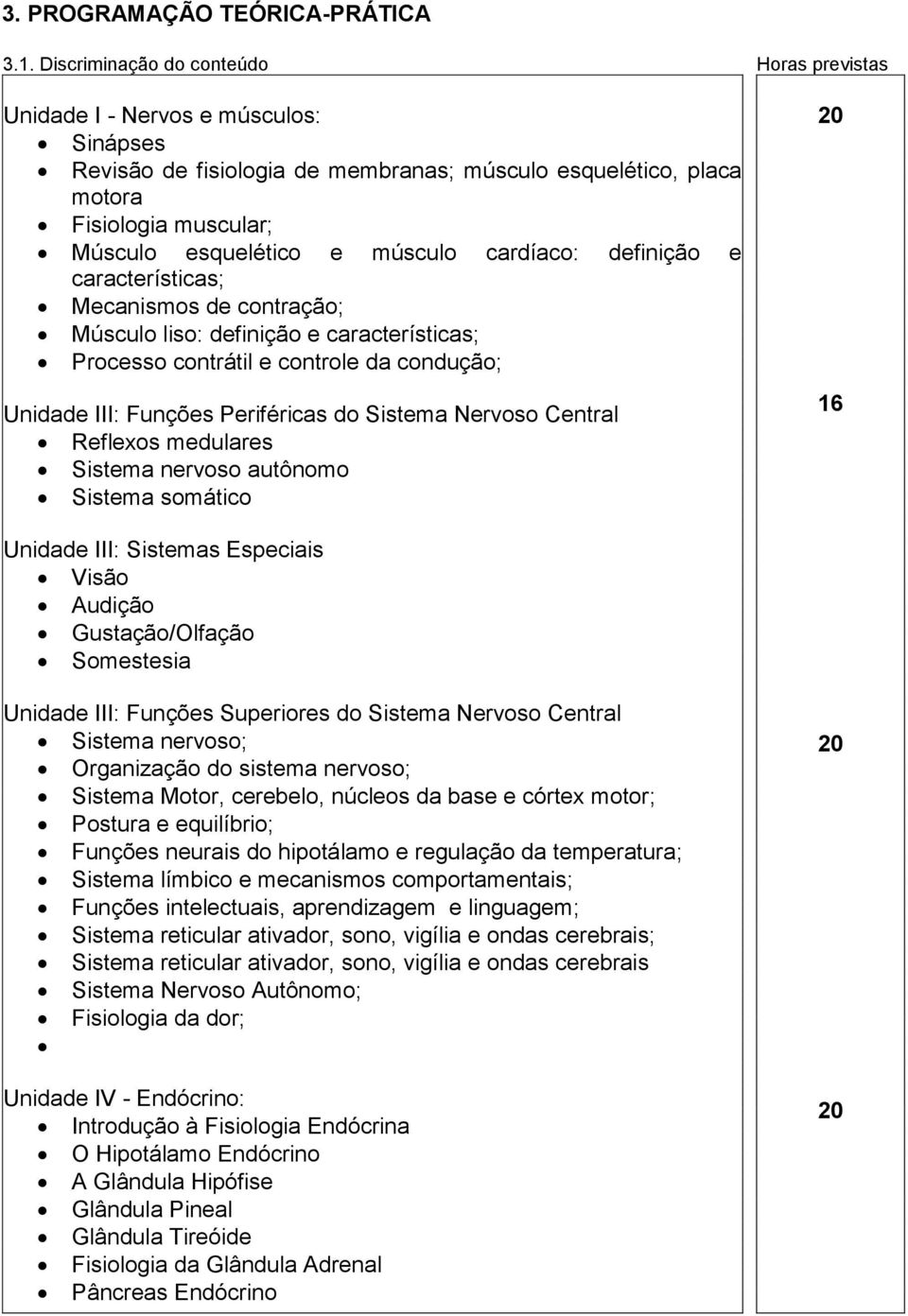 músculo cardíaco: definição e características; Mecanismos de contração; Músculo liso: definição e características; Processo contrátil e controle da condução; Unidade III: Funções Periféricas do