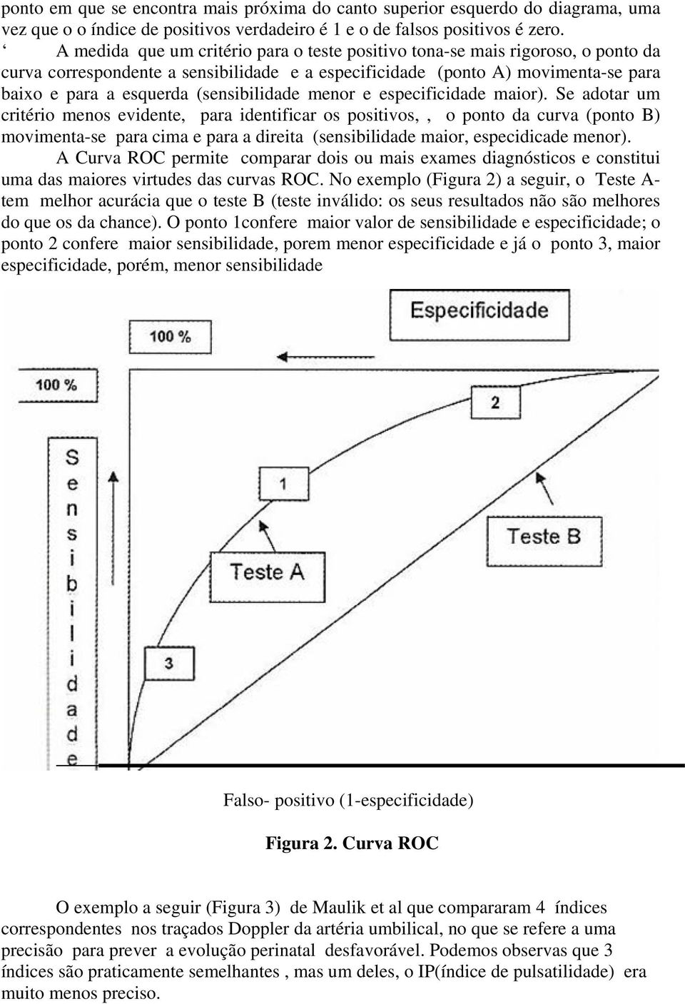 (sensibilidade menor e especificidade maior).