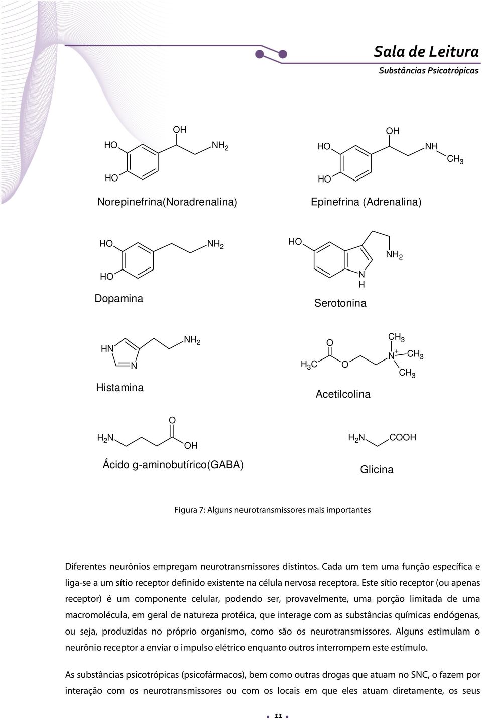 Este sítio receptor (ou apenas receptor) é um componente celular, podendo ser, provavelmente, uma porção limitada de uma macromolécula, em geral de natureza protéica, que interage com as substâncias