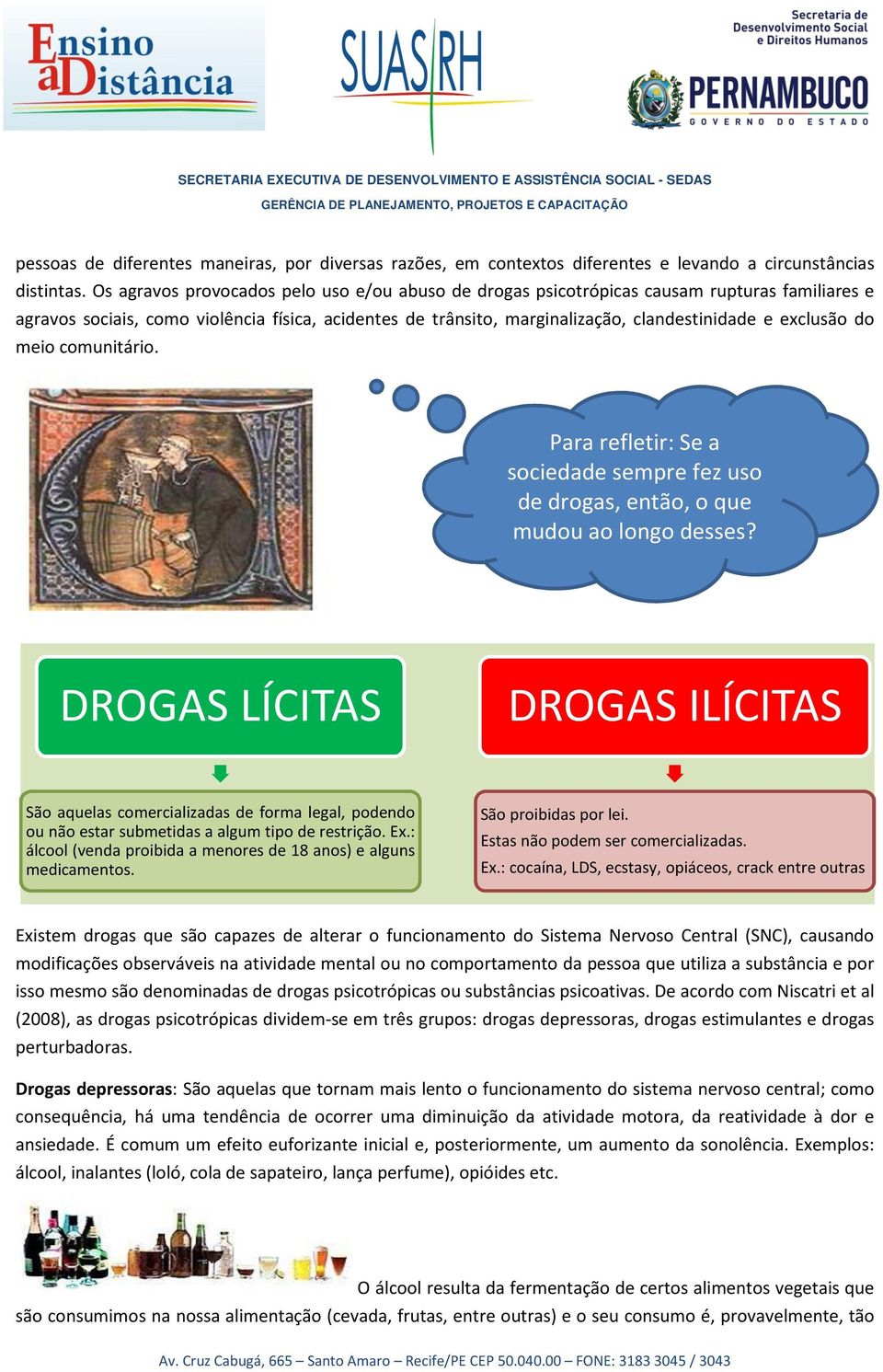 exclusão do meio comunitário. Para refletir: Se a sociedade sempre fez uso de drogas, então, o que mudou ao longo desses? anos?