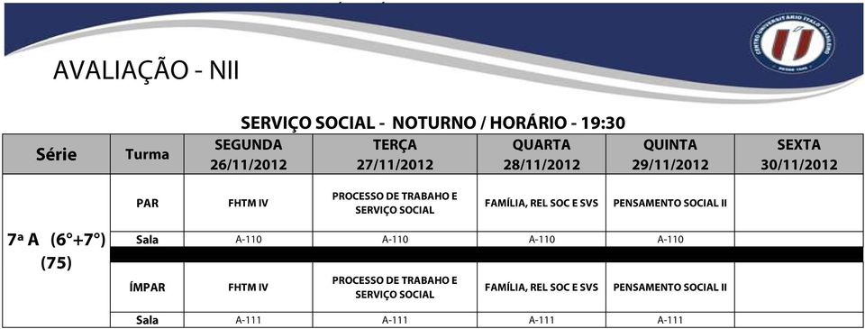 Sala A-110 A-110 A-110 A-110 ÍM FHTM IV PROCESSO DE TRABAHO E