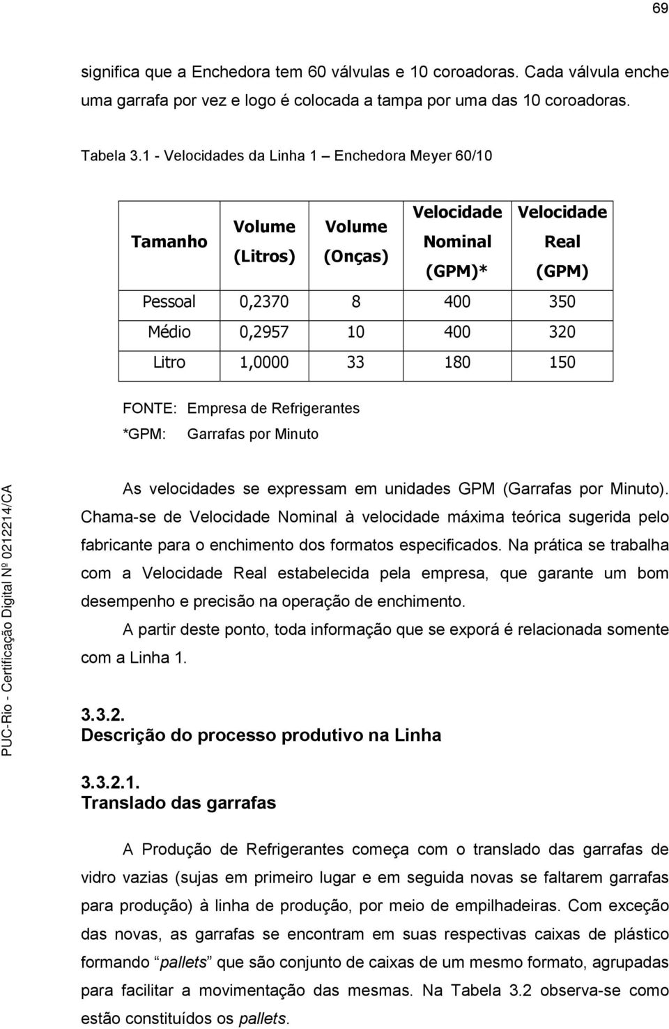 150 FONTE: Empresa de Refrgerantes *GPM: Garrafas por Mnuto As velocdades se expressam em undades GPM (Garrafas por Mnuto).