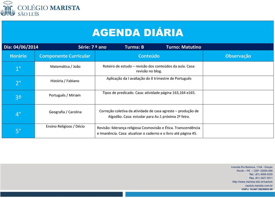 aula. Casa: revisão no blog. Tipos de predicado.