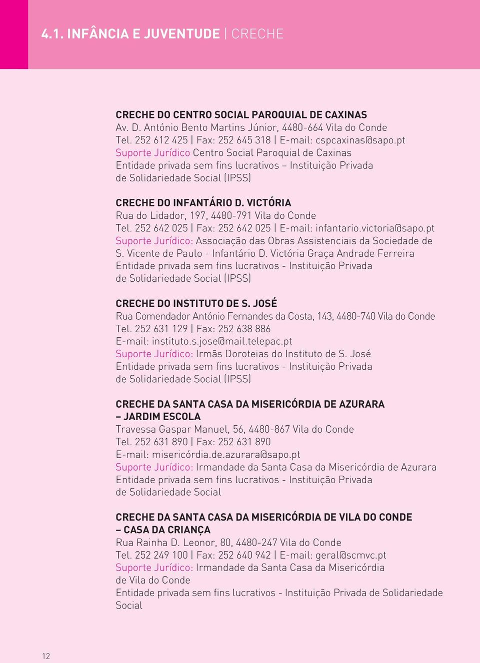 252 642 025 Fax: 252 642 025 E-mail: infantario.victoria@sapo.pt Suporte Jurídico: Associação das Obras Assistenciais da Sociedade de S. Vicente de Paulo - Infantário D.