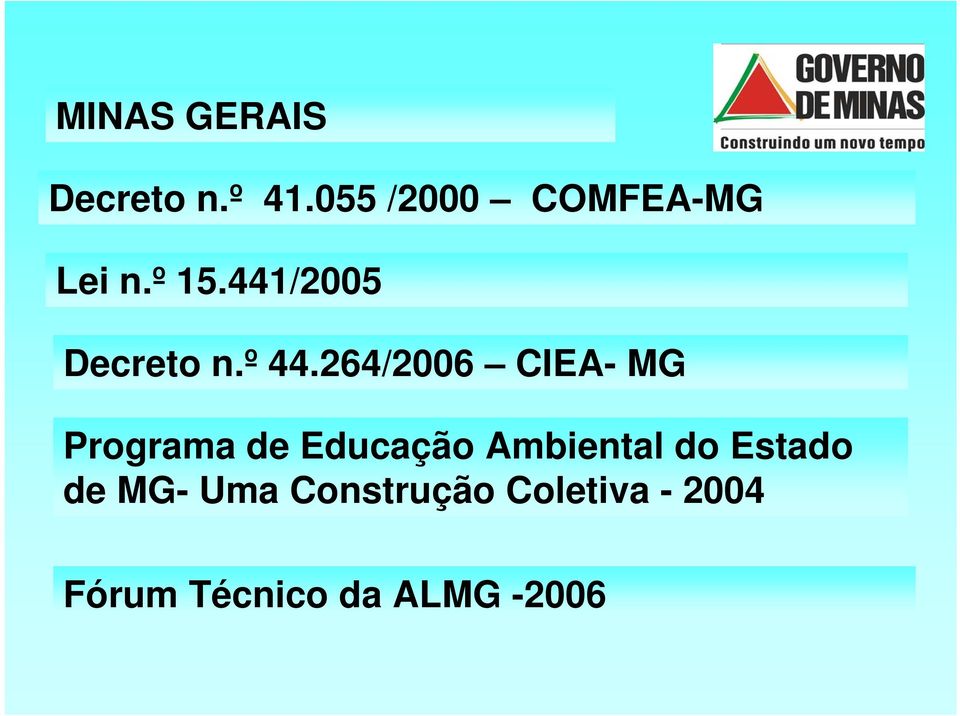 º 44.264/2006 CIEA- MG Programa de Educação