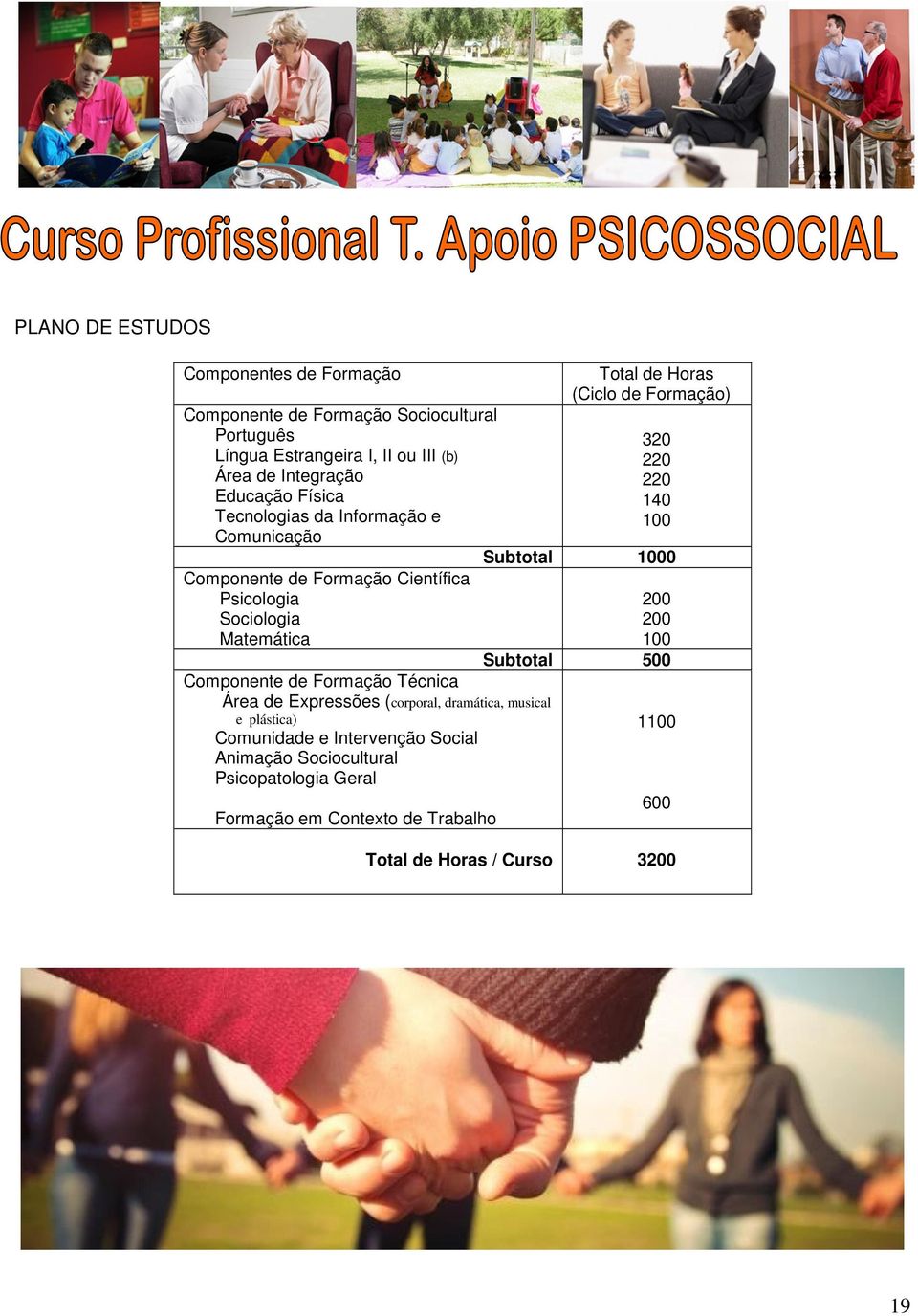 Técnica Área de Expressões (corporal, dramática, musical e plástica) Comunidade e Intervenção Social Animação Sociocultural Psicopatologia Geral