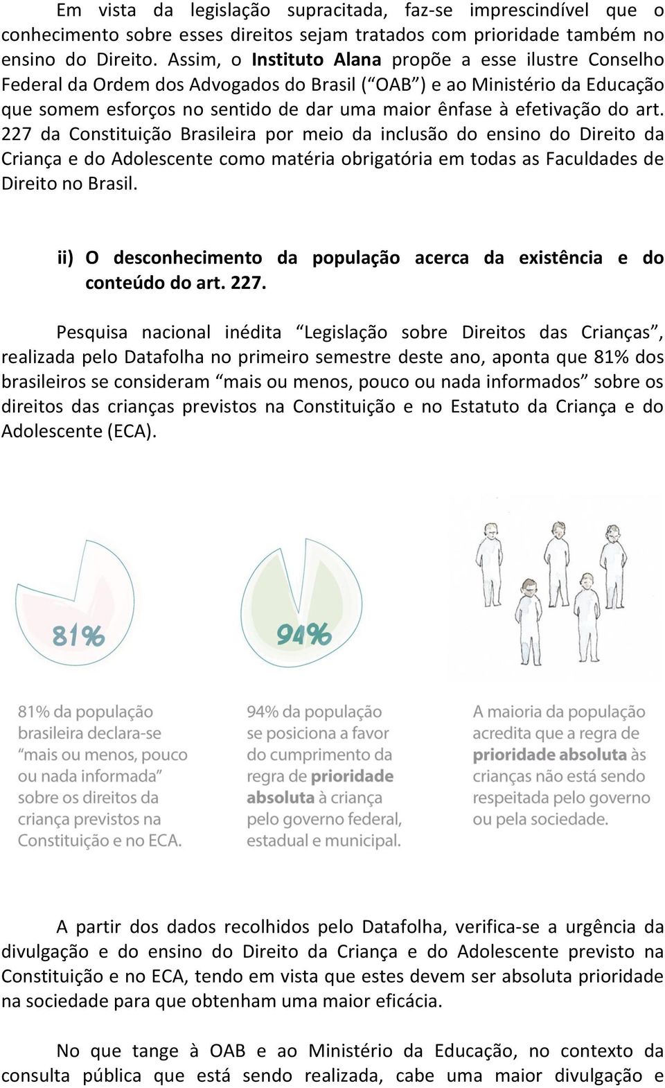 do art. 227 da Constituição Brasileira por meio da inclusão do ensino do Direito da Criança e do Adolescente como matéria obrigatória em todas as Faculdades de Direito no Brasil.