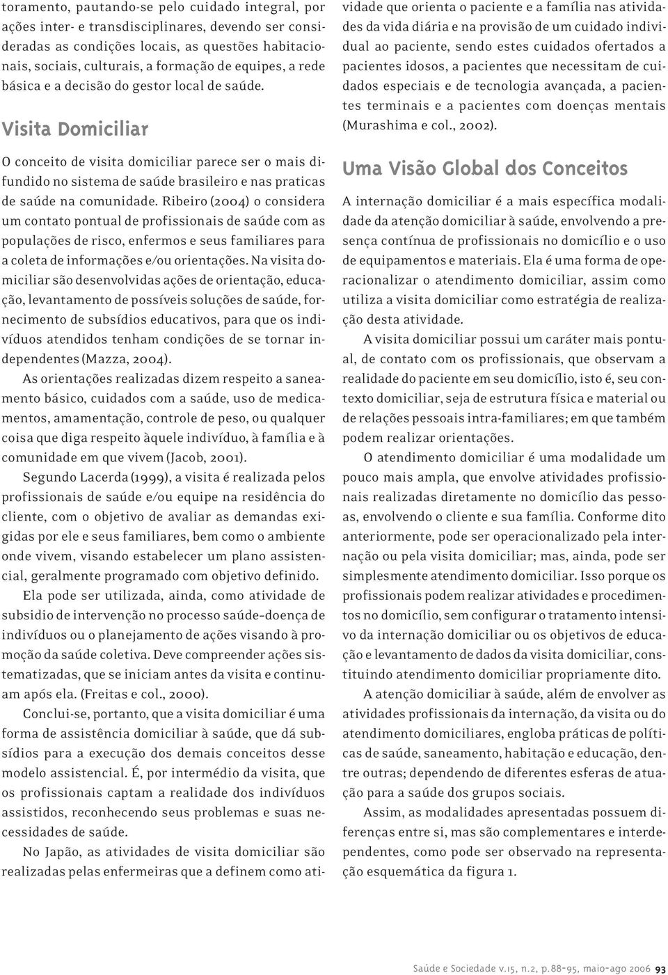 Visita Domiciliar O conceito de visita domiciliar parece ser o mais difundido no sistema de saúde brasileiro e nas praticas de saúde na comunidade.