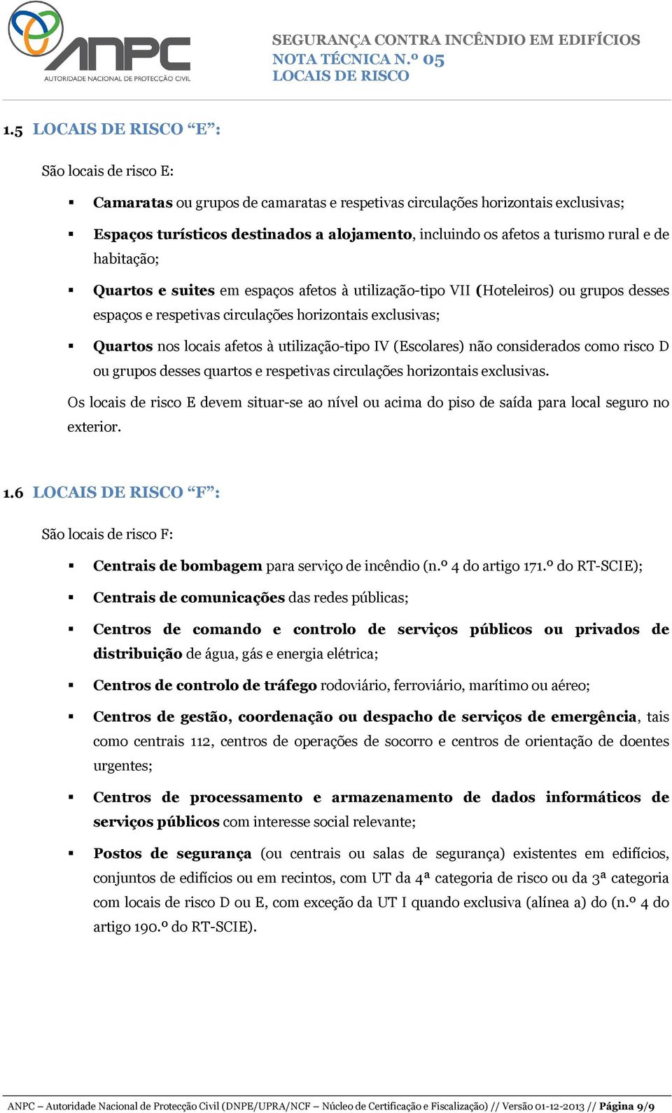 IV (Escolares) não considerados como risco D ou grupos desses quartos e respetivas circulações horizontais exclusivas.