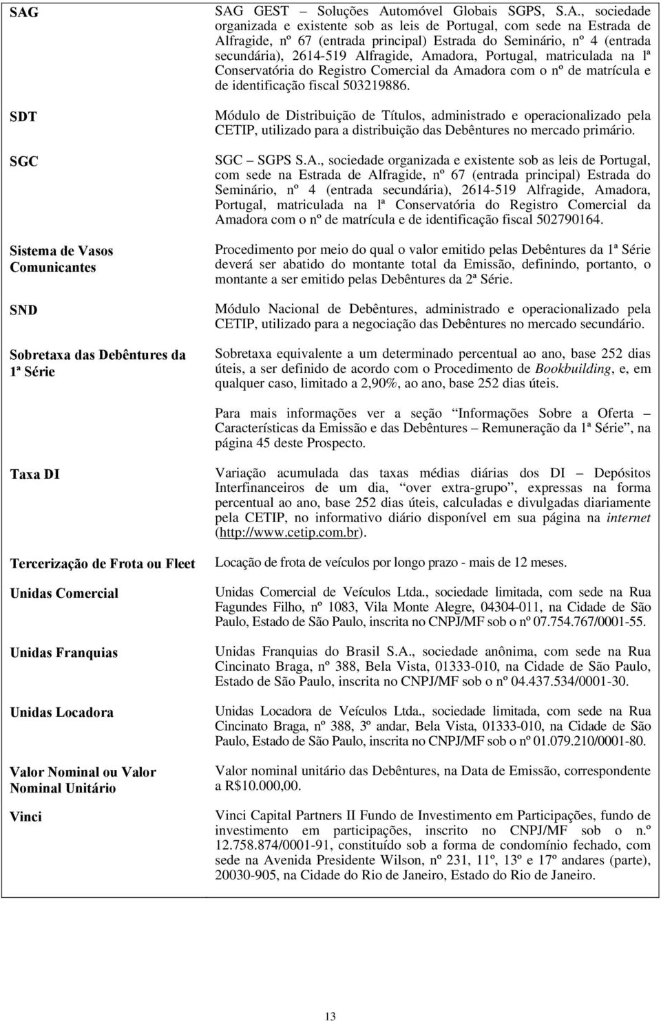 Amadora com o nº de matrícula e de identificação fiscal 503219886.