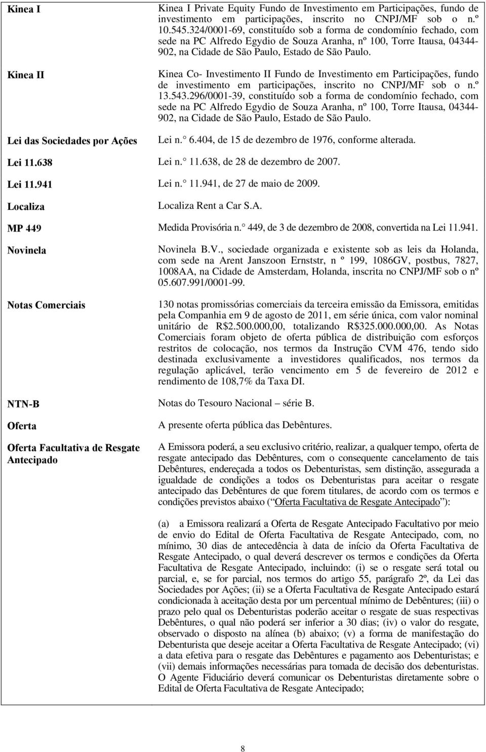 Kinea Co- Investimento II Fundo de Investimento em Participações, fundo de investimento em participações, inscrito no CNPJ/MF sob o n.º 13.543.