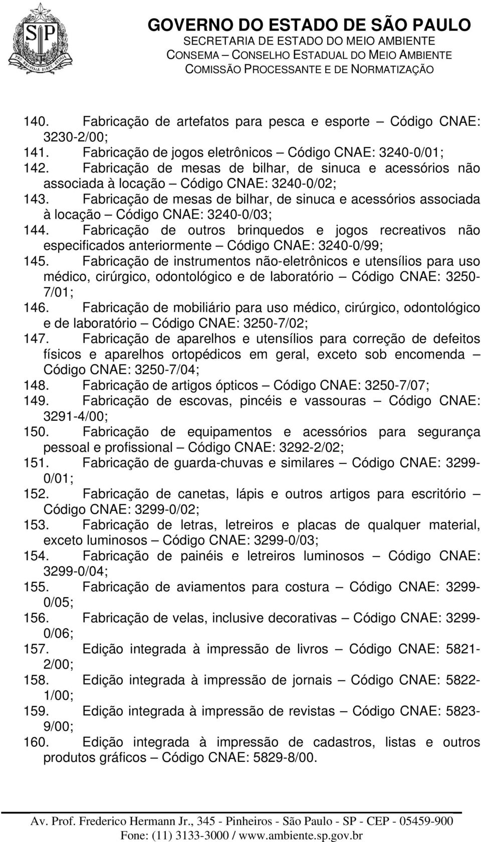 Fabricação de mesas de bilhar, de sinuca e acessórios associada à locação Código CNAE: 3240-0/03; 144.