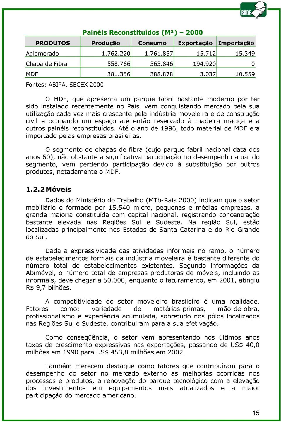 pela indústria moveleira e de construção civil e ocupando um espaço até então reservado à madeira maciça e a outros painéis reconstituídos.