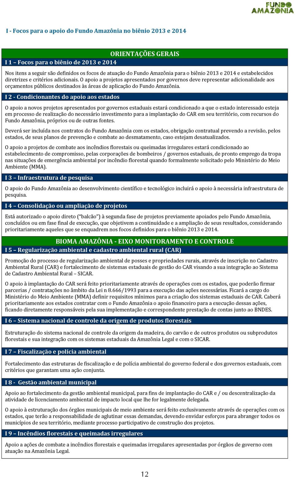 O apoio a projetos apresentados por governos deve representar adicionalidade aos orçamentos públicos destinados às áreas de aplicação do Fundo Amazônia.