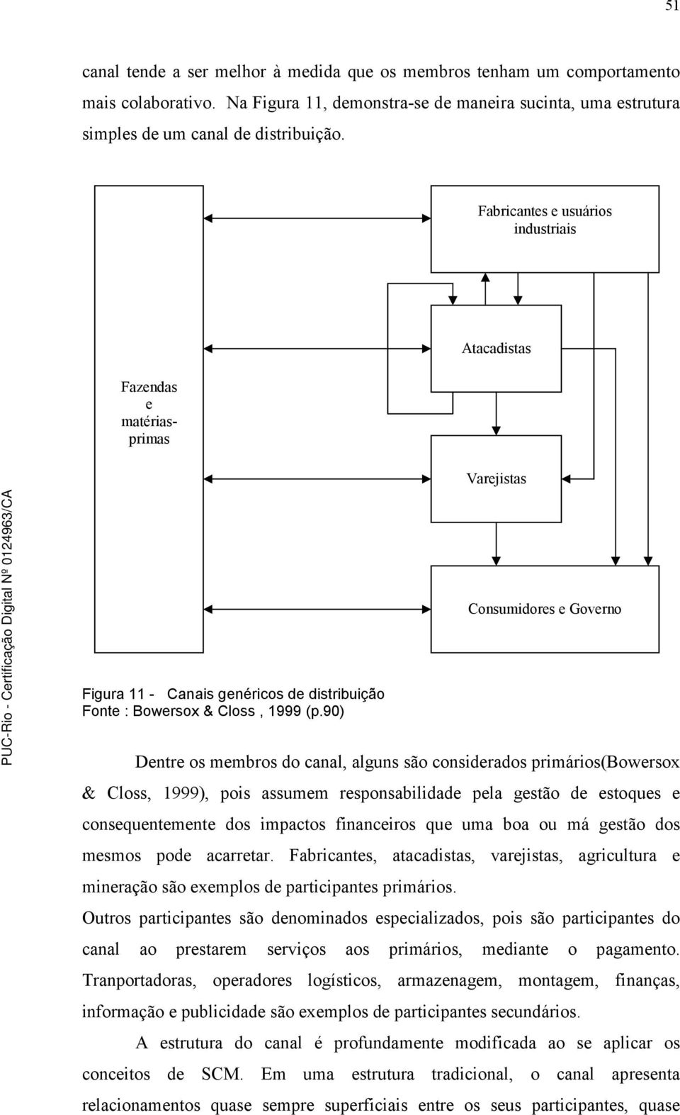 90) Dentre os membros do canal, alguns são considerados primários(bowersox & Closs, 1999), pois assumem responsabilidade pela gestão de estoques e consequentemente dos impactos financeiros que uma