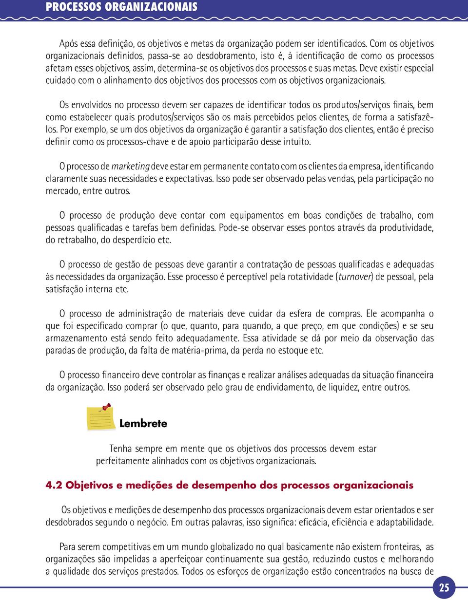 Deve existir especial cuidado com o alinhamento dos objetivos dos processos com os objetivos organizacionais.