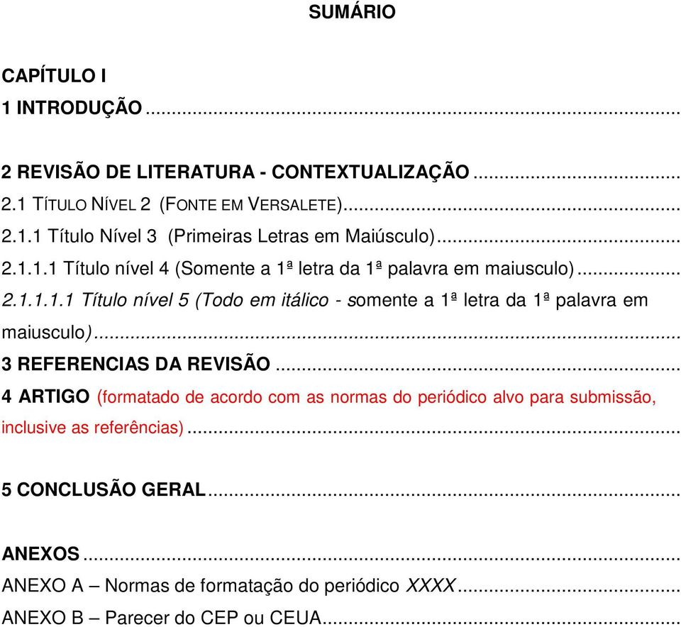 .. 3 REFERENCIAS DA REVISÃO... 4 ARTIGO (formatado de acordo com as normas do periódico alvo para submissão, inclusive as referências).