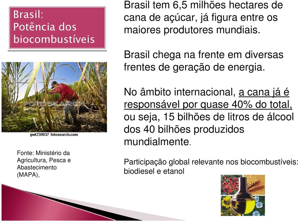 Brasil chega na frente em diversas frentes de geração de energia.