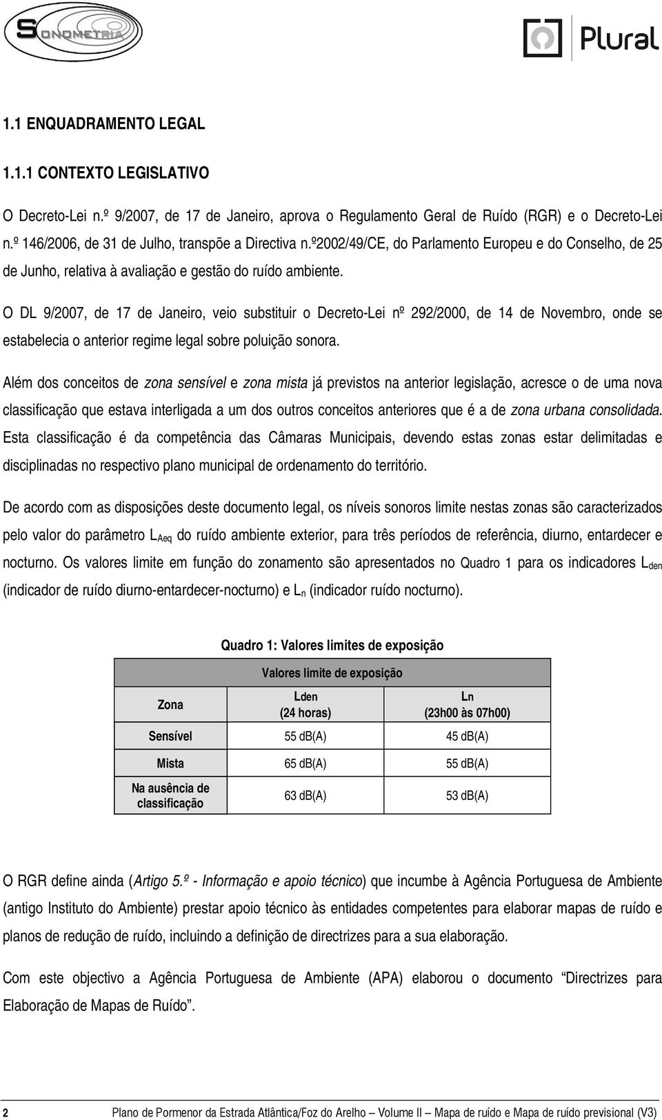 O DL 9/2007, de 17 de Janeiro, veio substituir o Decreto-Lei nº 292/2000, de 14 de Novembro, onde se estabelecia o anterior regime legal sobre poluição sonora.