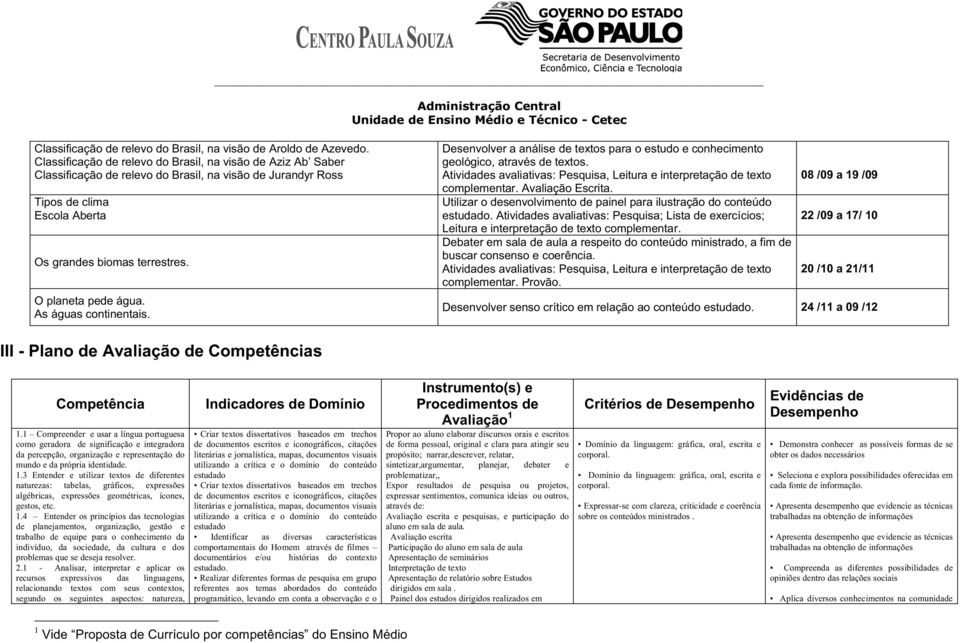 O planeta pede água. As águas continentais. Desenvolver a análise de textos para o estudo e conhecimento geológico, através de textos.