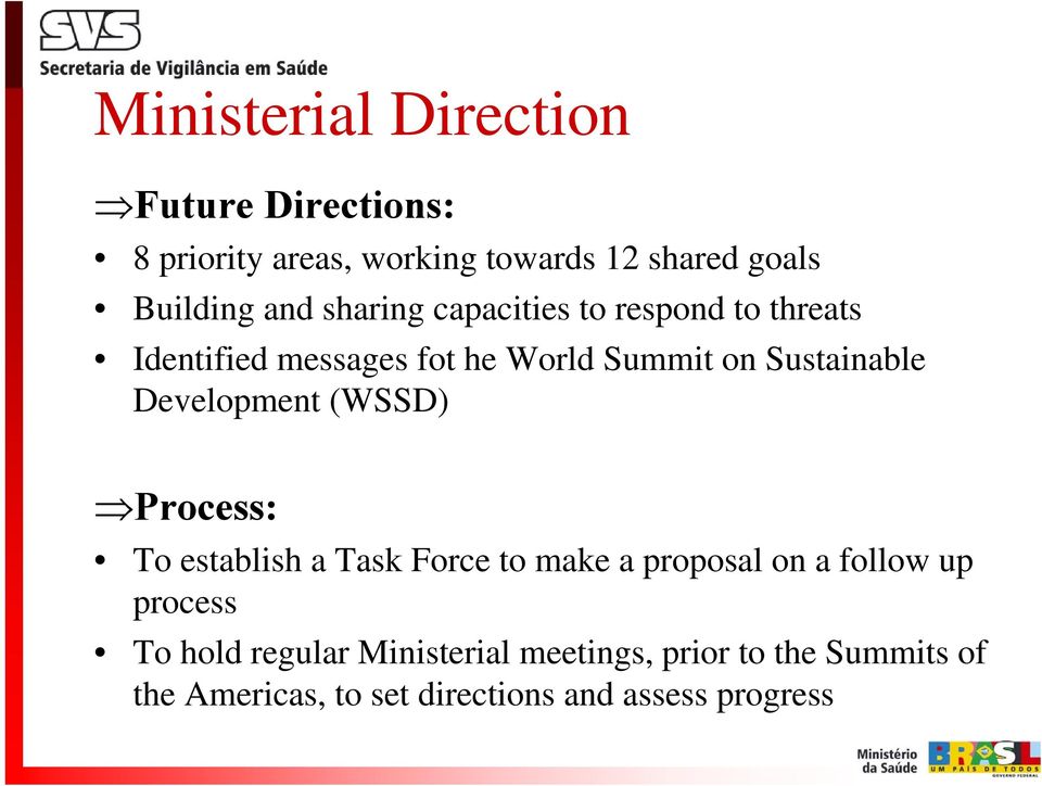 Development (WSSD) Process: To establish a Task Force to make a proposal on a follow up process To