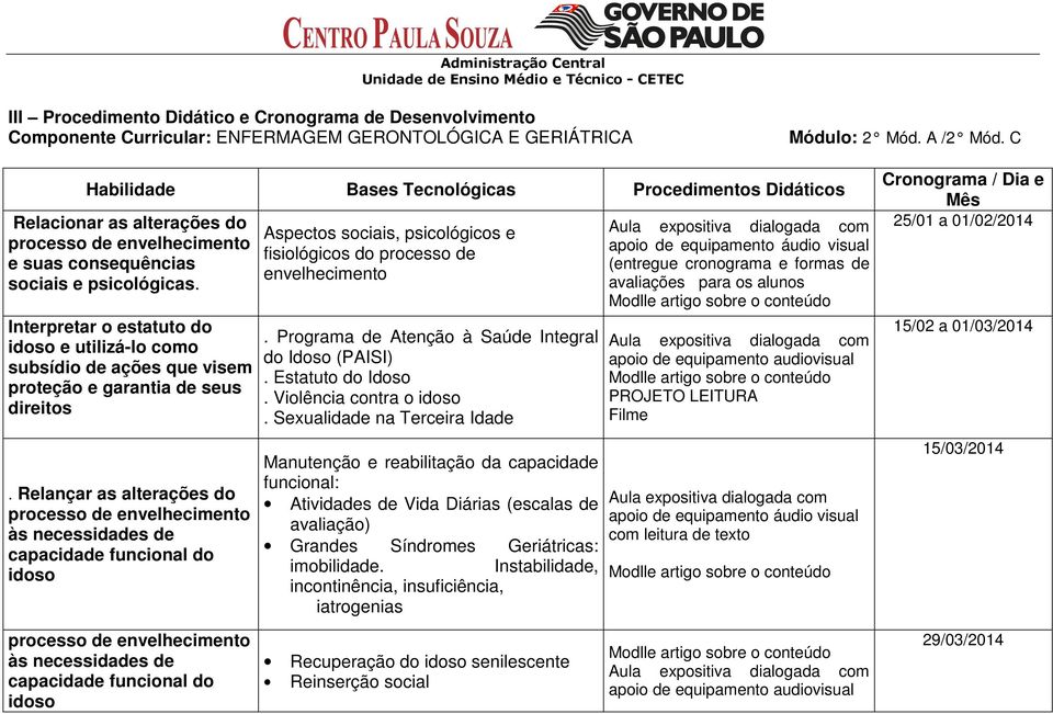 Interpretar o estatuto do idoso e utilizá-lo como subsídio de ações que visem proteção e garantia de seus direitos.