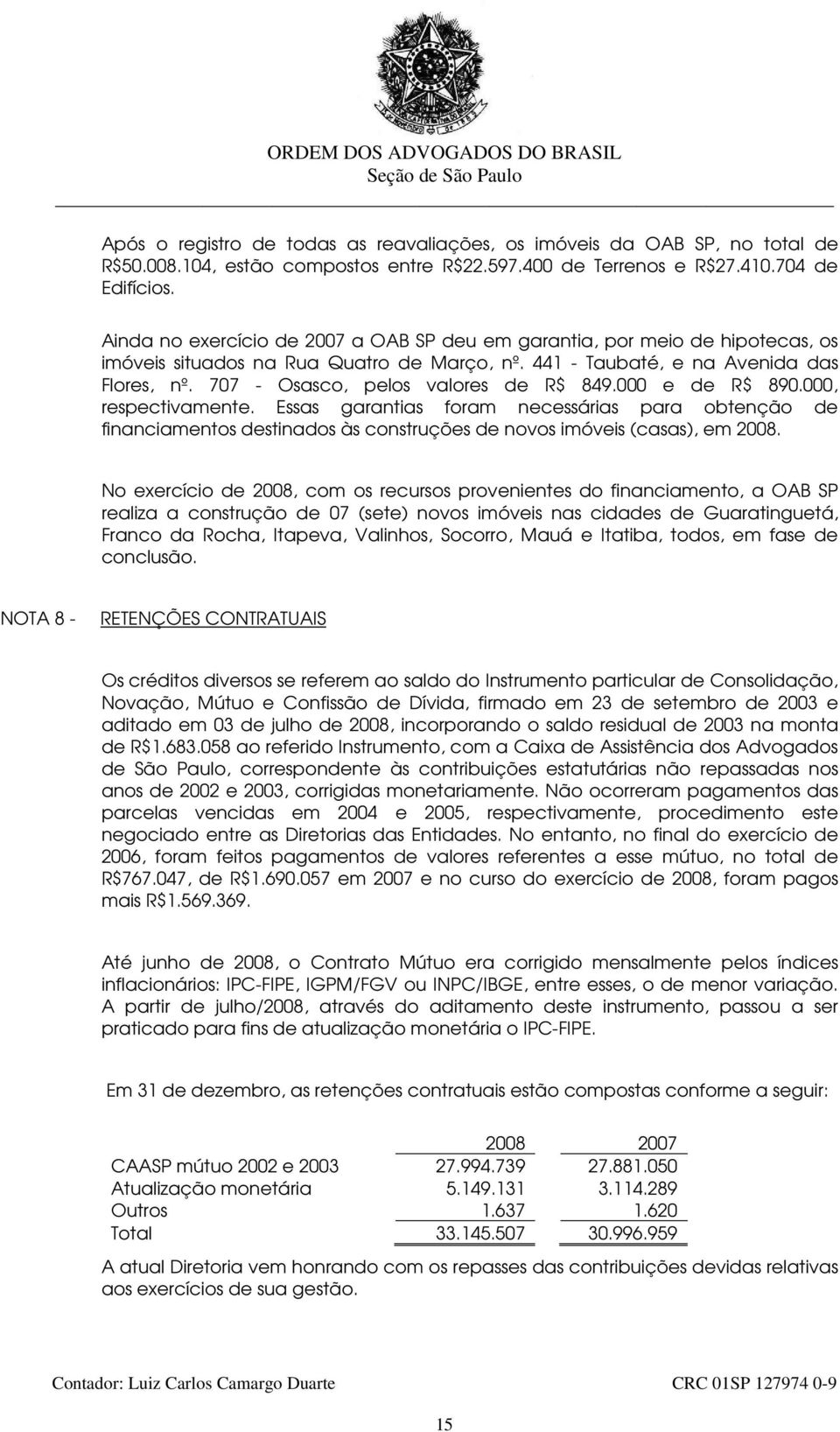 707 - Osasco, pelos valores de R$ 849.000 e de R$ 890.000, respectivamente.