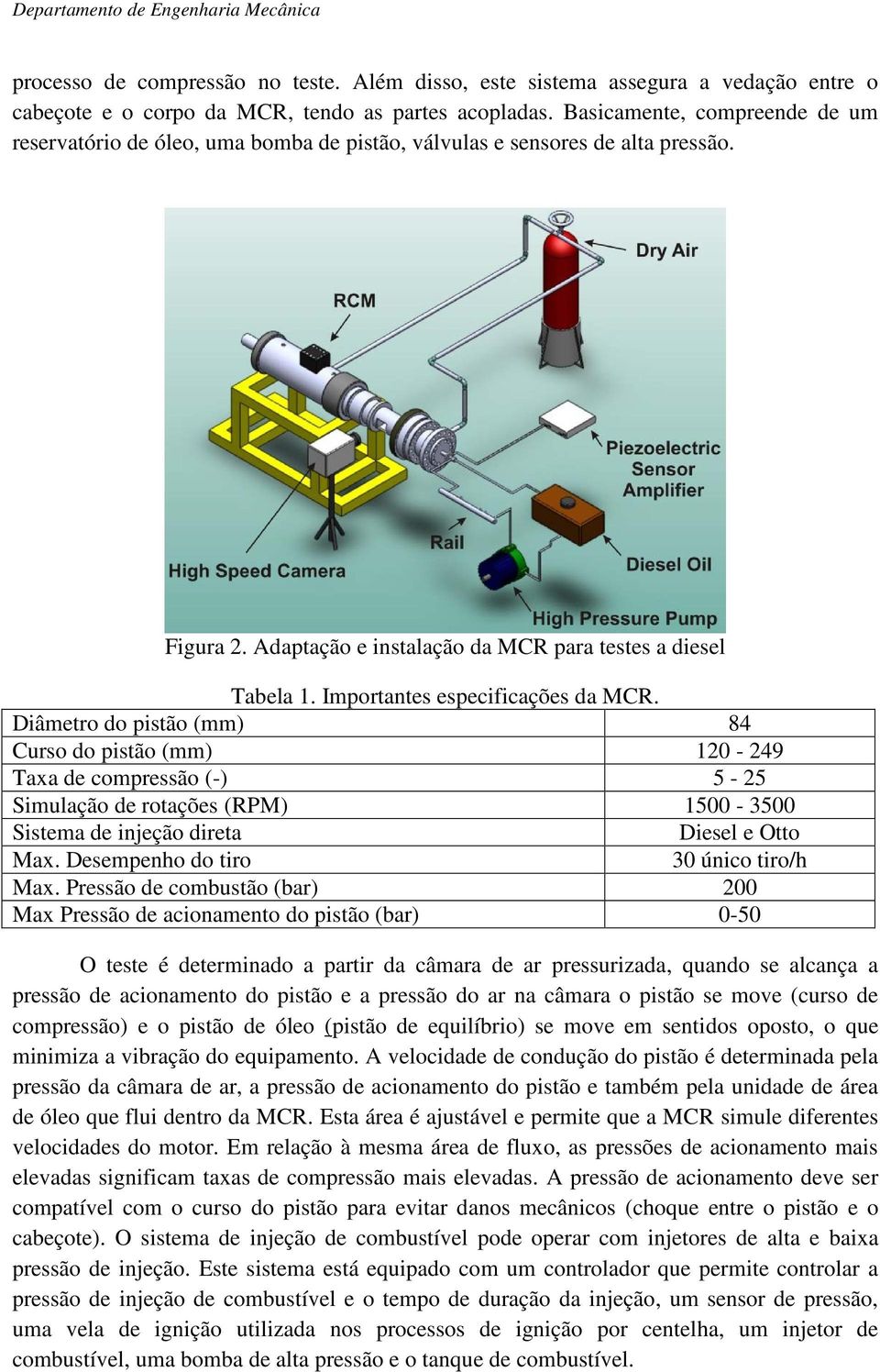 Importantes especificações da MCR.