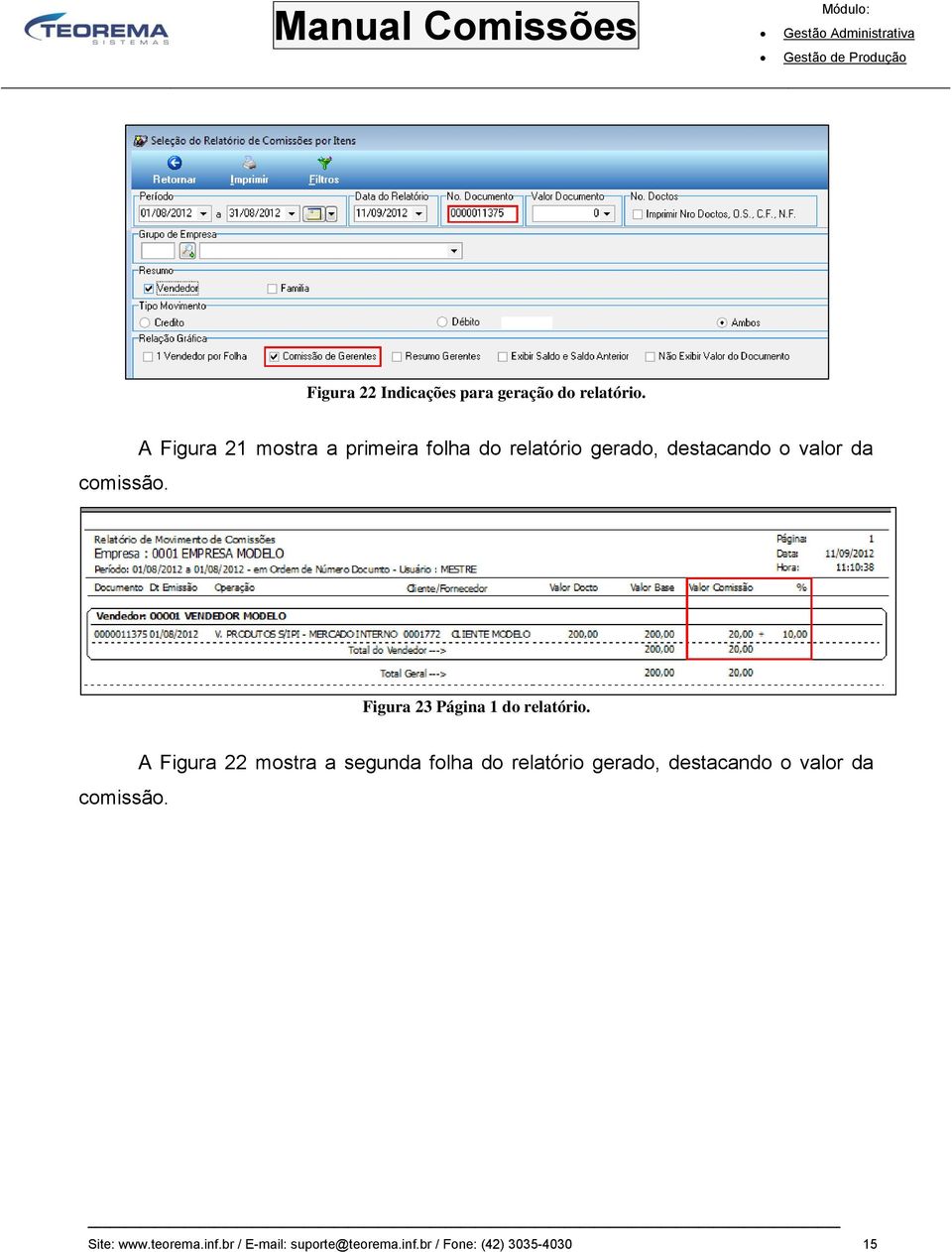 23 Página 1 do relatório. comissão.