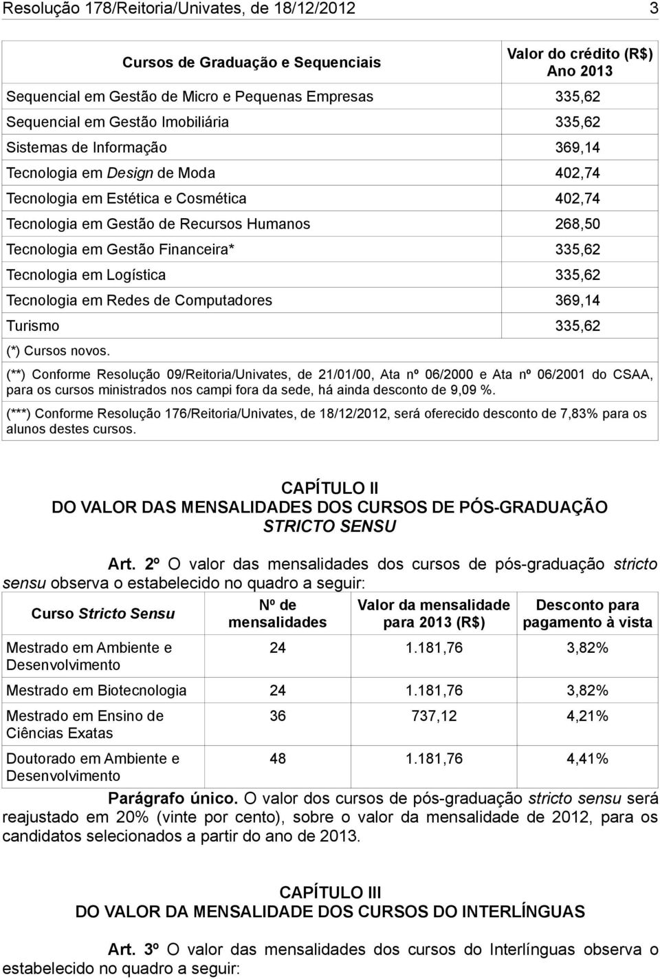 Computadores 369,14 Turismo 335,62 (*) Cursos novos.