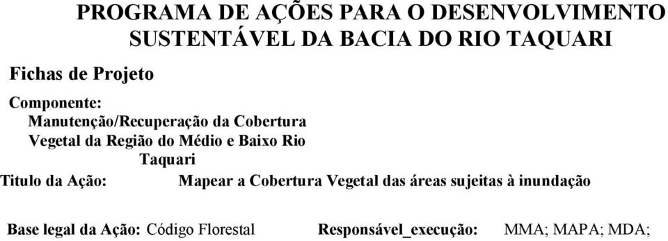 Vegetal das áreas sujeitas à inundação Base legal