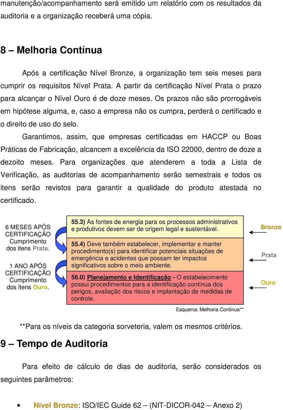 A partir da certificação Nível Prata o prazo para alcançar o Nível Ouro é de doze meses.