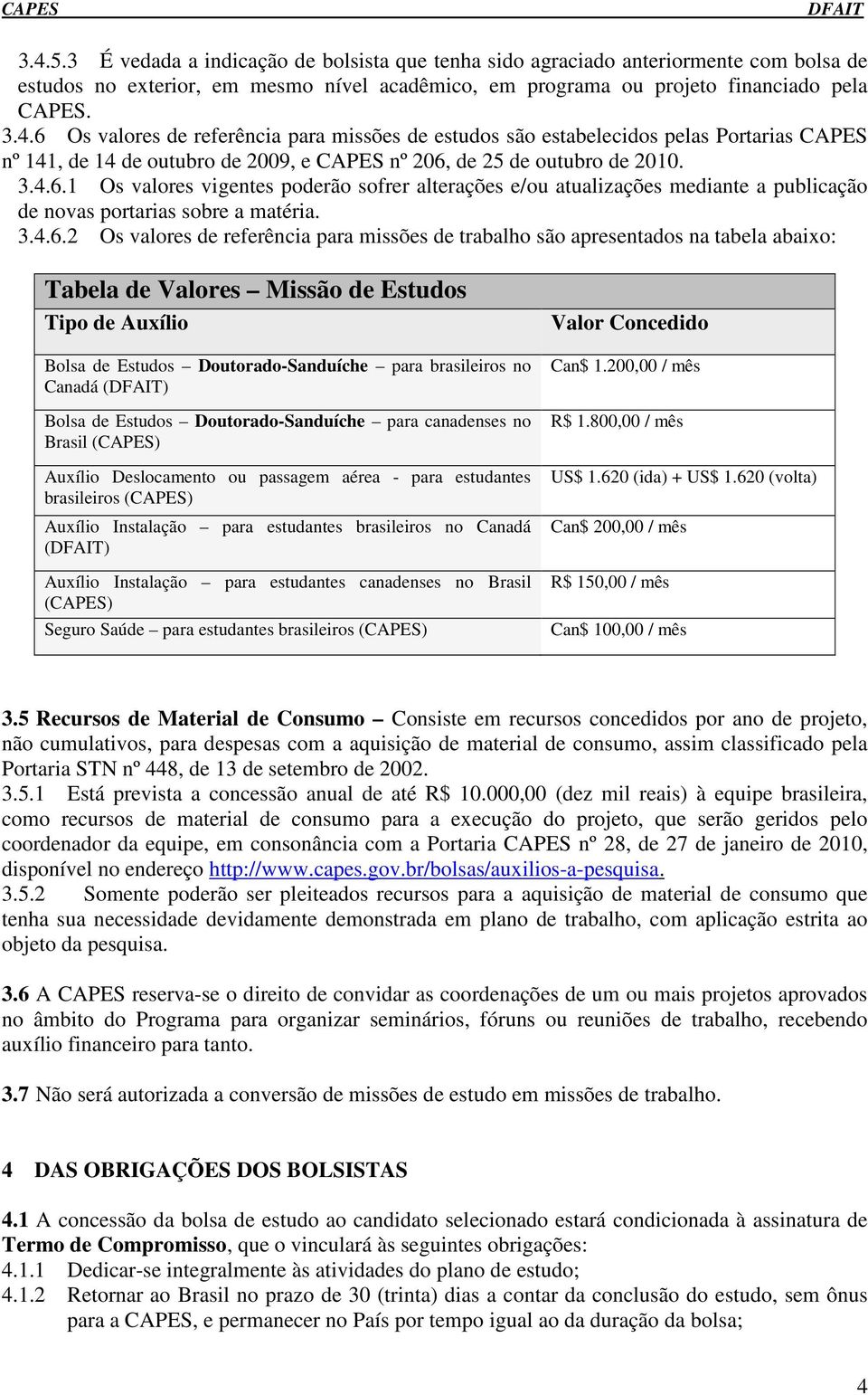 1 Os valores vigentes poderão sofrer alterações e/ou atualizações mediante a publicação de novas portarias sobre a matéria.